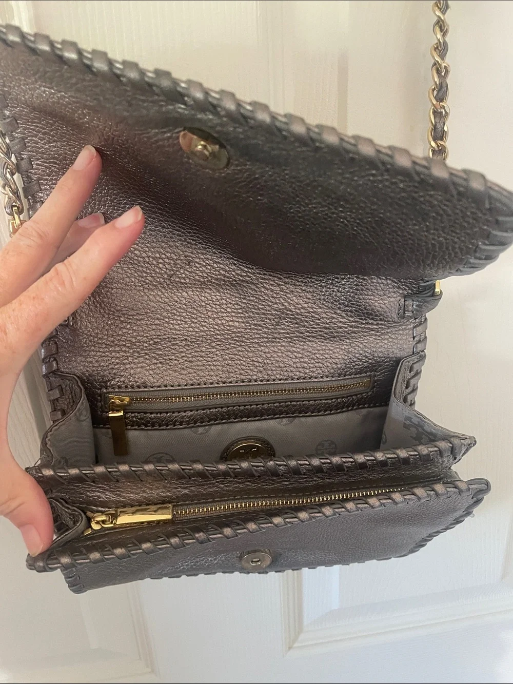 Tory Burch Marion crossbody Metallic finish Excellent condition